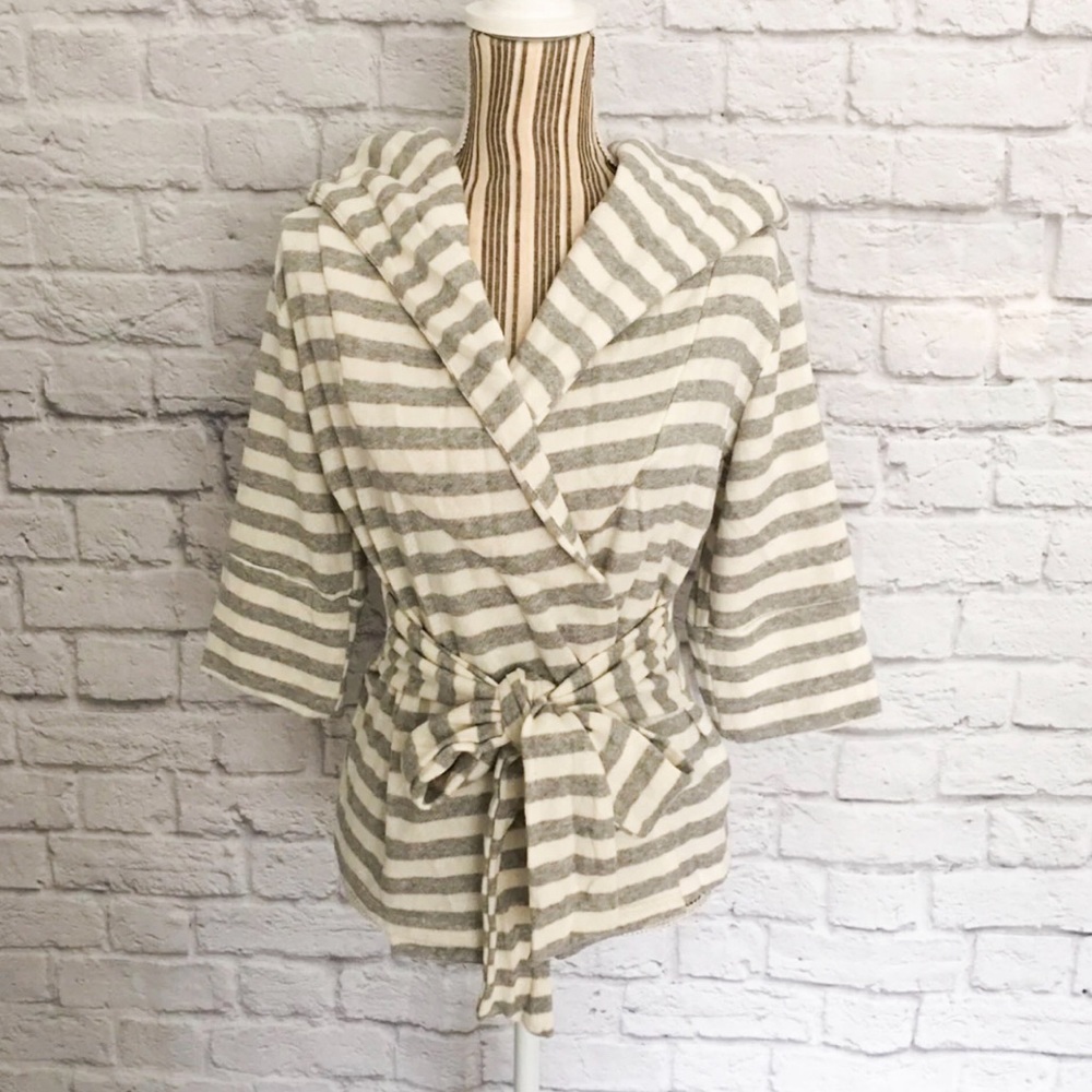Striped Hooded Wrap Top
